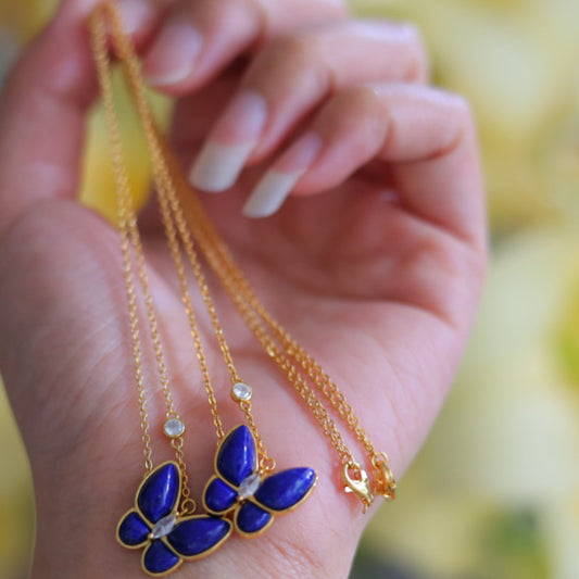 Natural Lapis Lazuli Butterfly Necklace