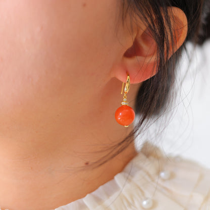 Natural Nanhong Agate Earrings