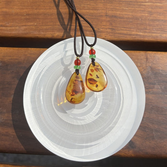 Flower amber drop pendant