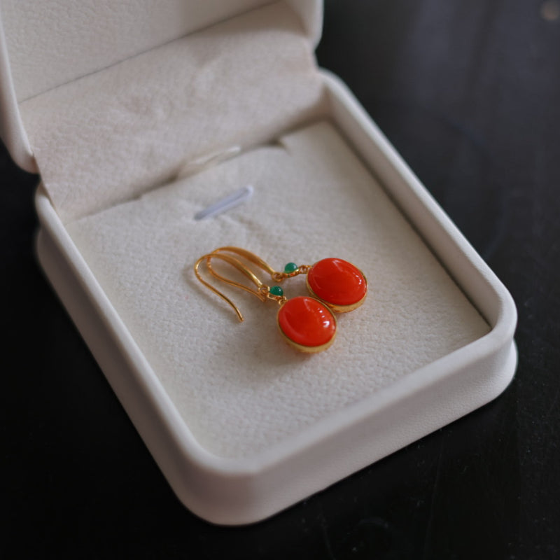 Natural Nanhong Agate Earrings