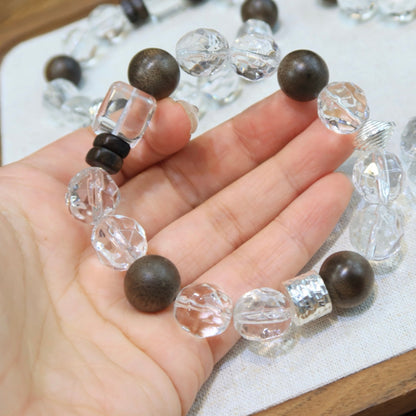 Agarwood · White Crystal Bracelet