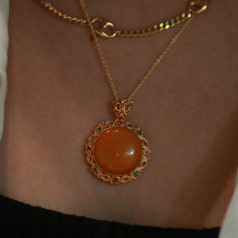 Natural Antique Beeswax Amber Pendant
