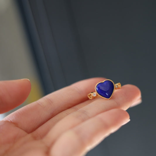 Natural Lapis Lazuli Heart Ring