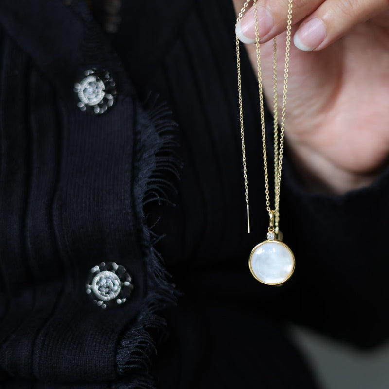Natural White Shell Pendant with "Peace, Joy, and Happiness" Engraving on Back