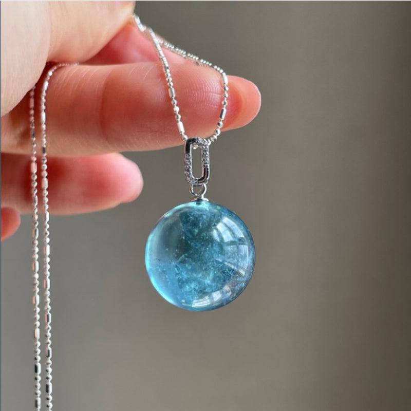 Natural Aquamarine Single Bead Pendant