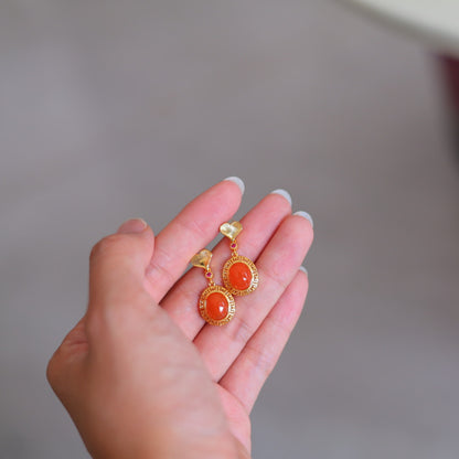 Natural Nanhong Agate Earrings