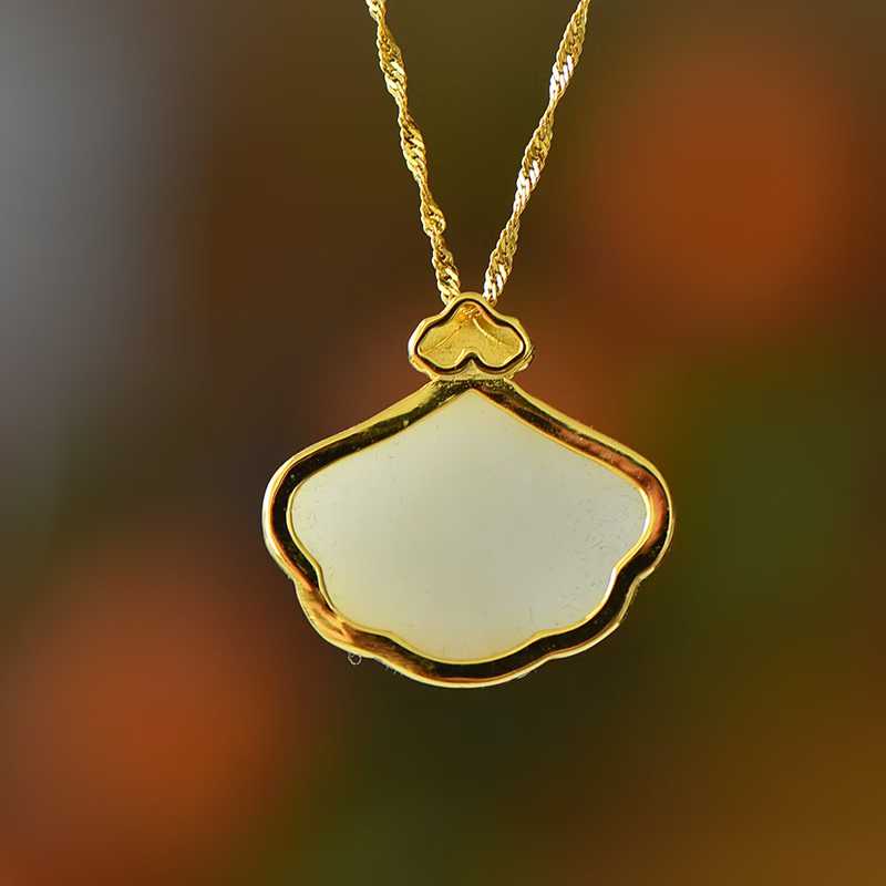 925 Silver Inlaid Hetian Nephrite "Wanli Rivers & Mountains" Ruyi Lock Pendant