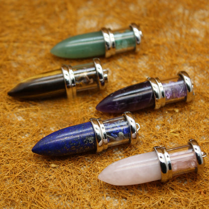European and American Amethyst Bullet Pendant Necklace