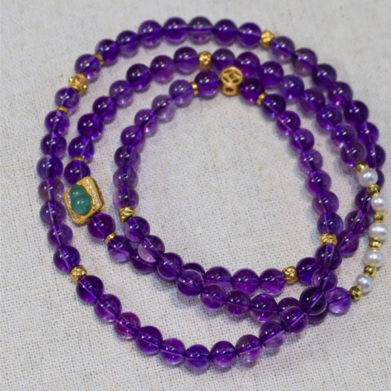 Natural Amethyst 5.8mm Bracelet & Necklace