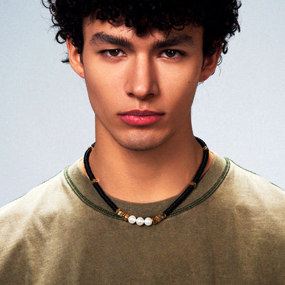 Agate pearl hip-hop necklace