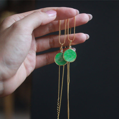 Natural Grade A Jadeite Peace & Joy Round Pendant