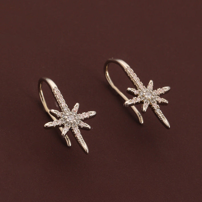 Fashionable and exquisite eight-pointed star zircon earrings - jewelryweilin