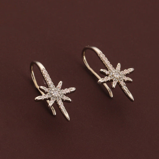 Fashionable and exquisite eight-pointed star zircon earrings - jewelryweilin
