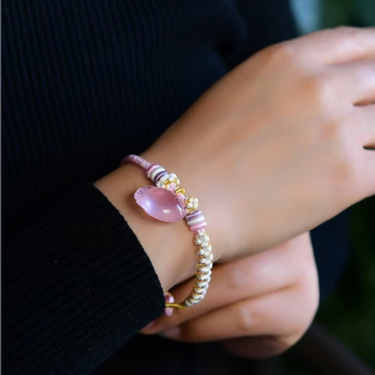 Mozambique Natural Rose Quartz Tropical Fish Bracelet