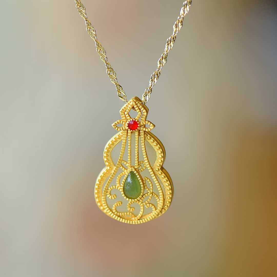 925 Silver Inlaid Hetian Nephrite "Bosom Friend" Violin Pendant