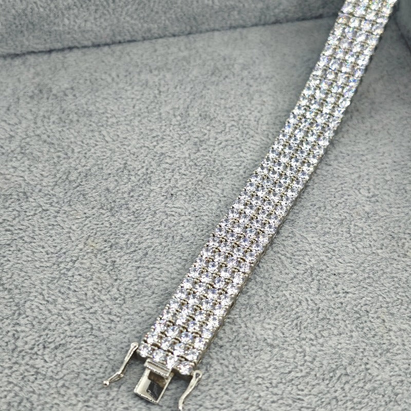 Fashionable, bold and sparkling cubic zirconia multi-row bracelet✨闪耀方晶锆石宽版手链✨ - jewelryweilin