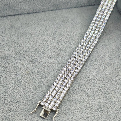 Fashionable, bold and sparkling cubic zirconia multi-row bracelet✨闪耀方晶锆石宽版手链✨ - jewelryweilin