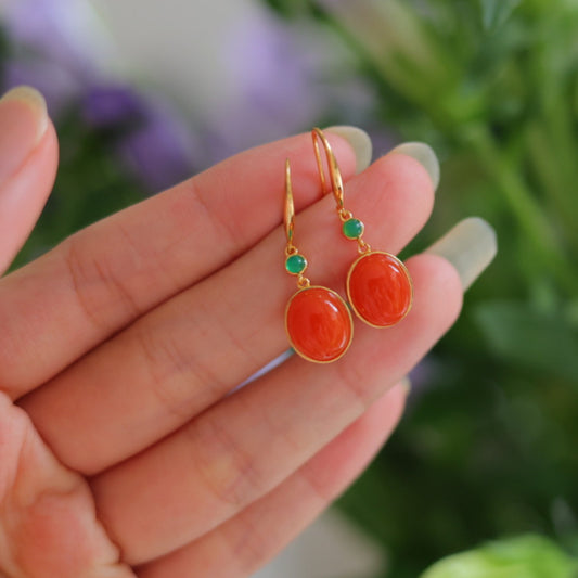 Natural Nanhong Agate Earrings