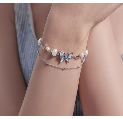 Gradient blue butterfly bracelet