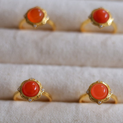 Natural Nanhong Agate Ring
