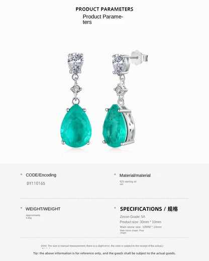 Elegant green teardrop earrings - jewelryweilin