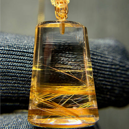Natural Rutilated Quartz "Nothing Troubles" Collarbone Pendant
