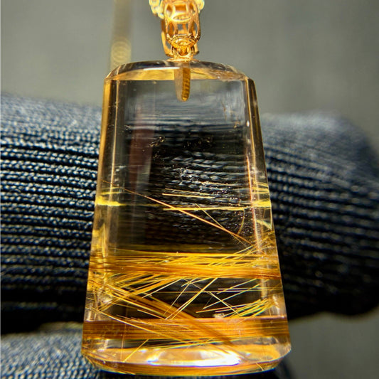 Natural Rutilated Quartz "Nothing Troubles" Collarbone Pendant
