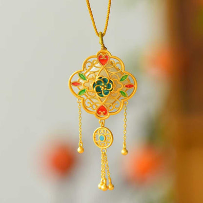Detailed view of blooming flowers motif on traditional Hetian nephrite jewelry
