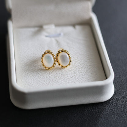 Natural White Mother of Pearl Stud Earrings