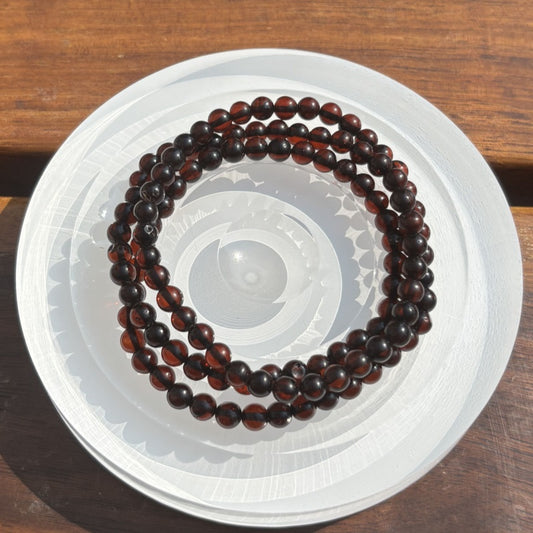 Blood amber three-ring bracelet