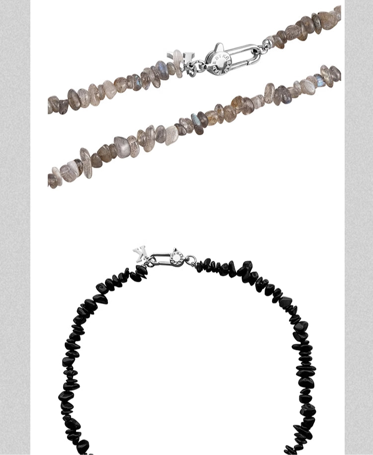 Natural stone free shape hip hop necklace