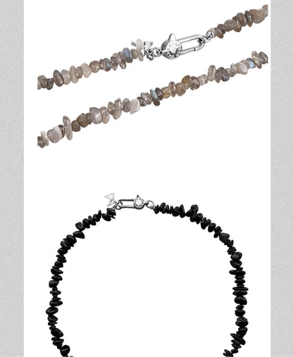 Natural stone free shape hip hop necklace