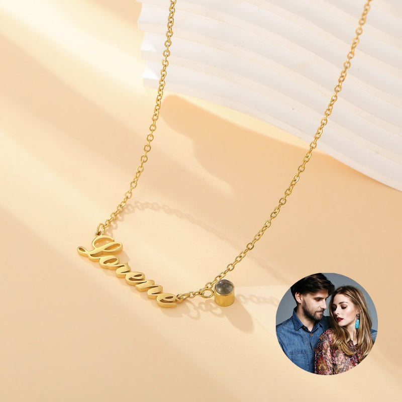 Photo projection letter necklace