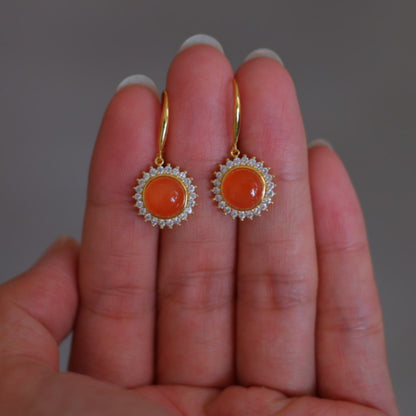 Natural Nanhong Agate Earrings