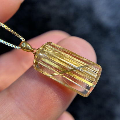 Natural Rutilated Quartz Safety Plaque Collarbone Pendant