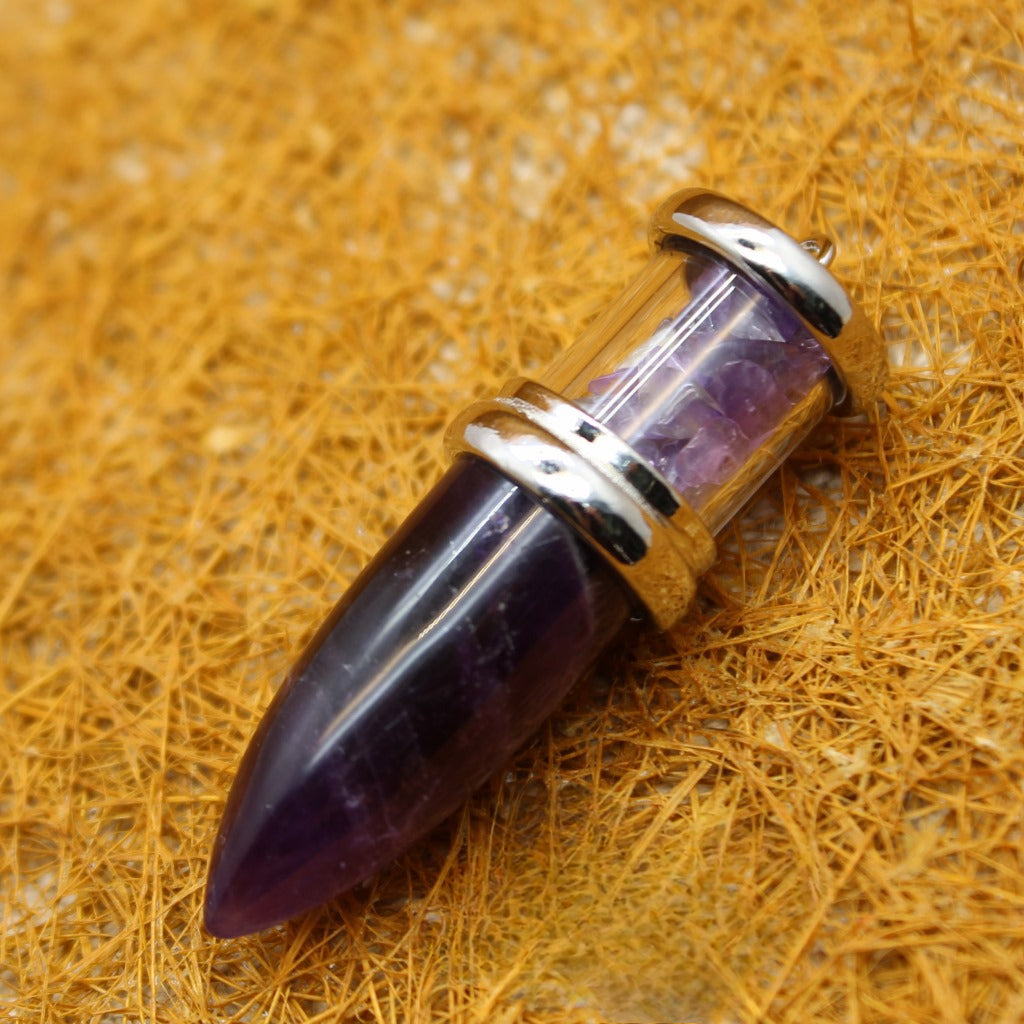 European and American Amethyst Bullet Pendant Necklace