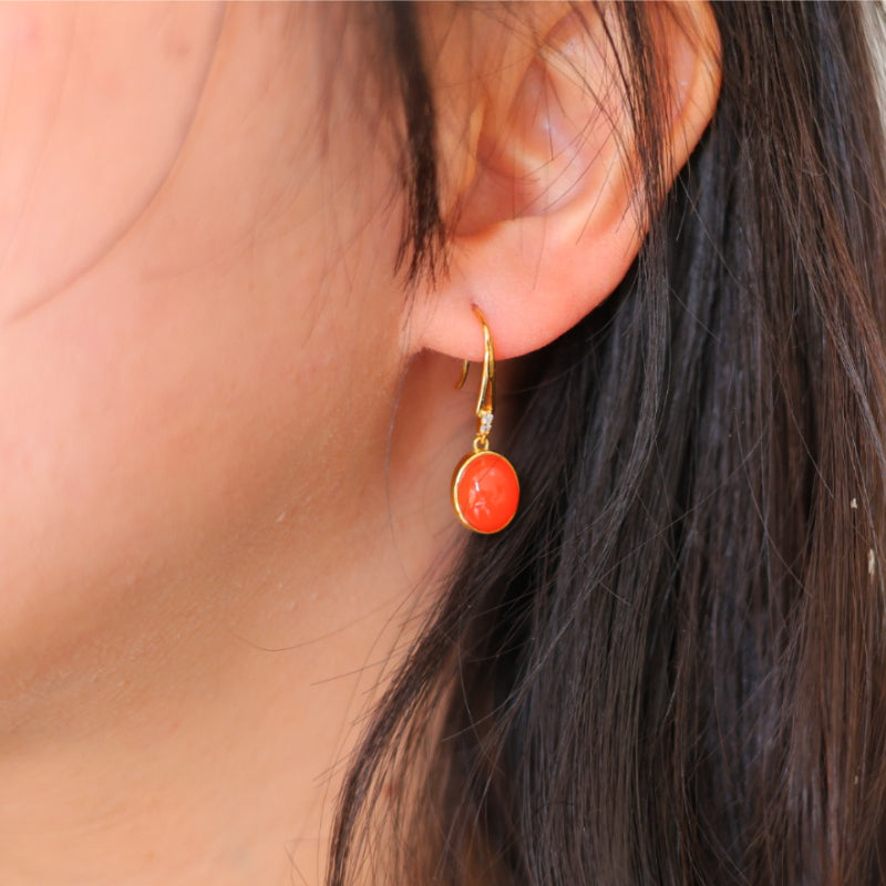 Natural Ice-Grade Nanhong Earrings