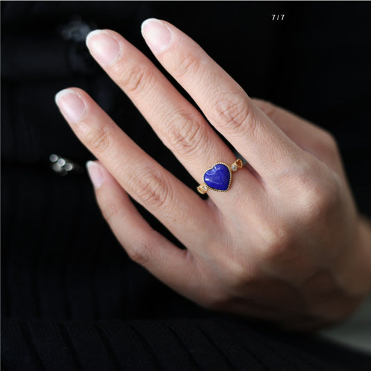 Natural Lapis Lazuli Heart Ring