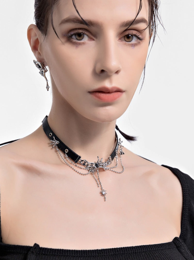 Short leather choker Necklace