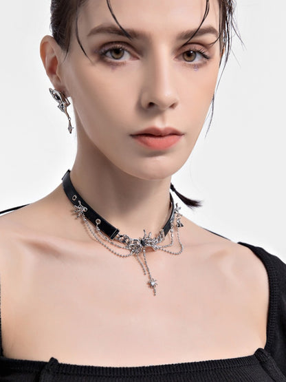Short leather choker Necklace