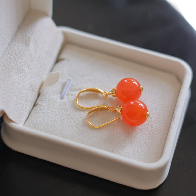 Natural Nanhong Agate Earrings