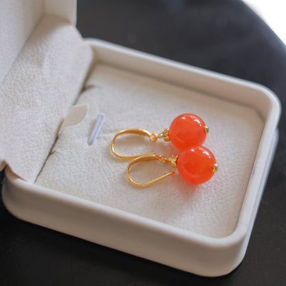 Natural Nanhong Agate Earrings