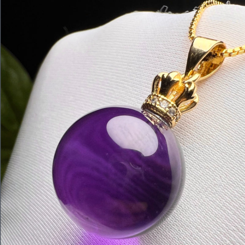 Natural Brazilian Old Mine Amethyst Fortune Bead Pendant