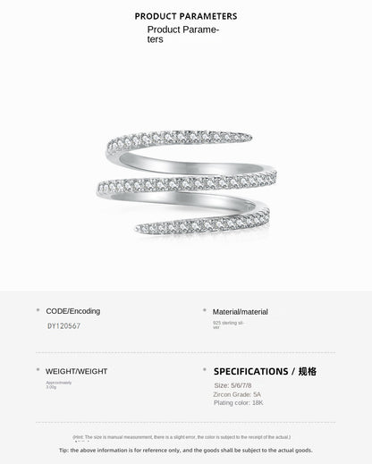 Fashionable and personalized spiral full diamond ring - jewelryweilin