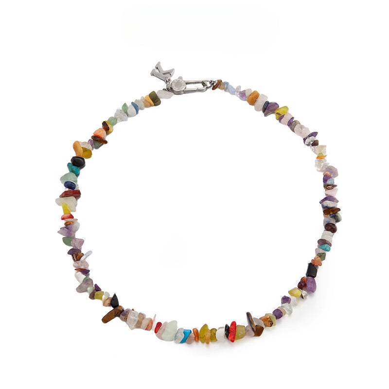 Natural stone free shape hip hop necklace