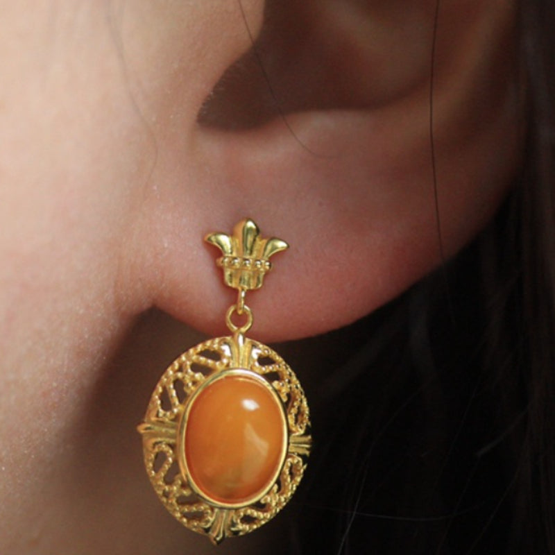 Natural Aged Amber Earrings