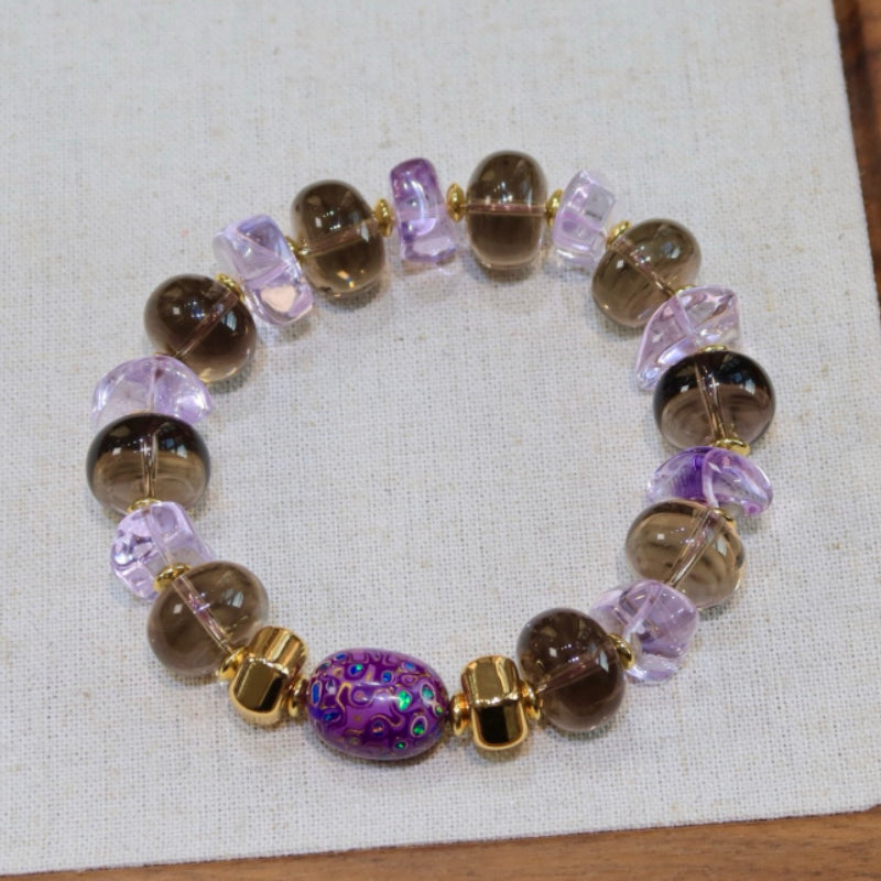 Natural Uruguayan Amethyst Ice Sugar Freeform Bracelet
