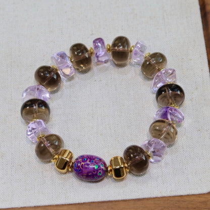 Natural Uruguayan Amethyst Ice Sugar Freeform Bracelet