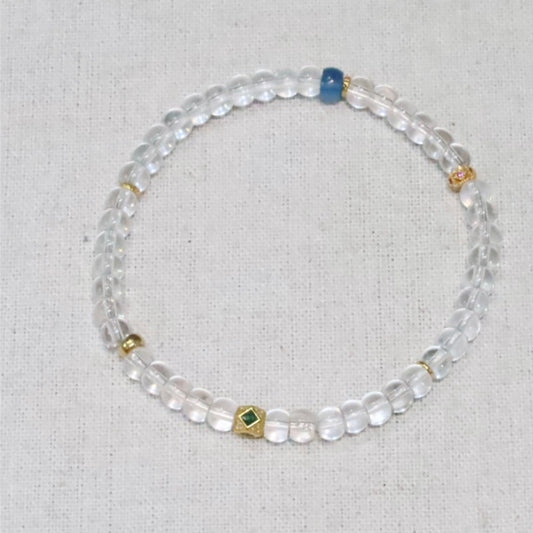 Natural White Crystal Straight-Cut Bracelet