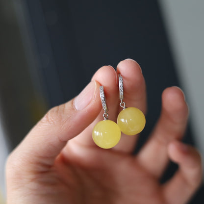 Natural Raw Mine Chicken Fat Yellow Beeswax Earrings